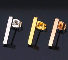 Load image into Gallery viewer, Sterling Silver Geometric Bar Earrings - Étoiles Jewelry