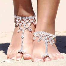 Load image into Gallery viewer, Silver Crystal Adjustable Anklet - Étoiles Jewelry
