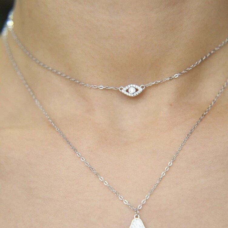 Swarovski Crystal 'Mini-Eye' Sterling Silver Choker - Étoiles Jewelry