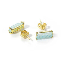 Load image into Gallery viewer, 18k Gold Druzy Raw Slice Stud Earrings - Étoiles Jewelry
