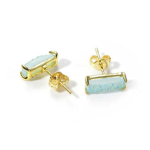 18k Gold Druzy Raw Slice Stud Earrings - Étoiles Jewelry