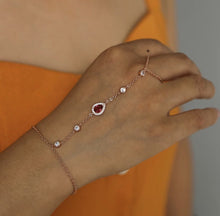 Load image into Gallery viewer, Rose Gold Sterling Silver Crystal Hand Chain/Bracelet - Étoiles Jewelry