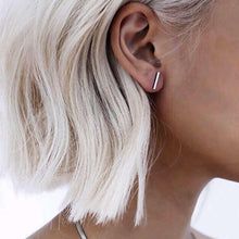 Load image into Gallery viewer, Sterling Silver Geometric Bar Earrings - Étoiles Jewelry