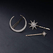 Load image into Gallery viewer, Star &amp; Moon Barrettes (3-Piece Set) - Étoiles Jewelry
