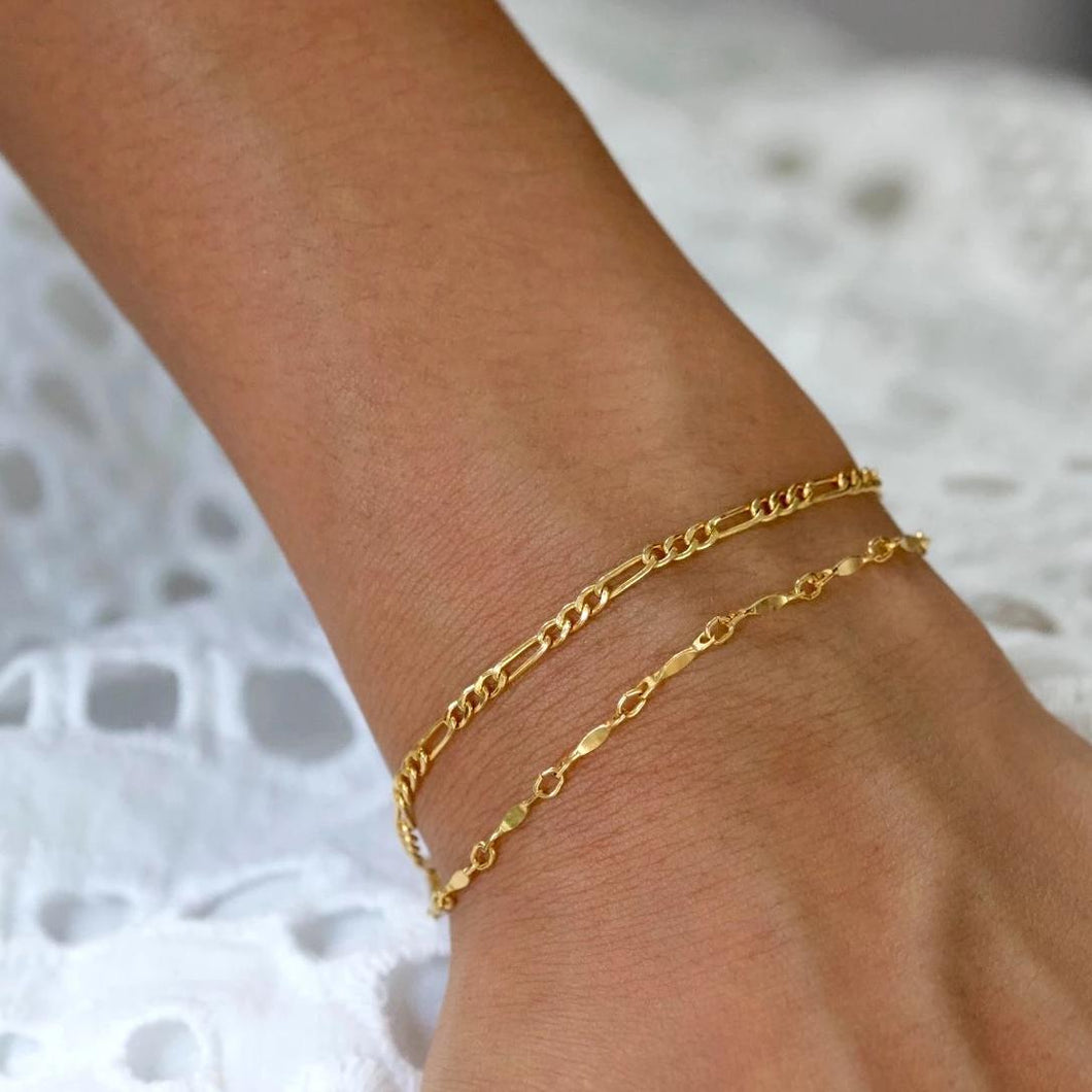 18k Dainty Figaro Chain Bracelet - Étoiles Jewelry