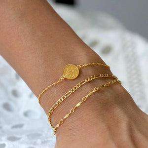 18k Dainty Figaro Chain Bracelet - Étoiles Jewelry