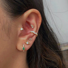 Load image into Gallery viewer, Emerald Teardrop Hoop Earrings - Étoiles Jewelry
