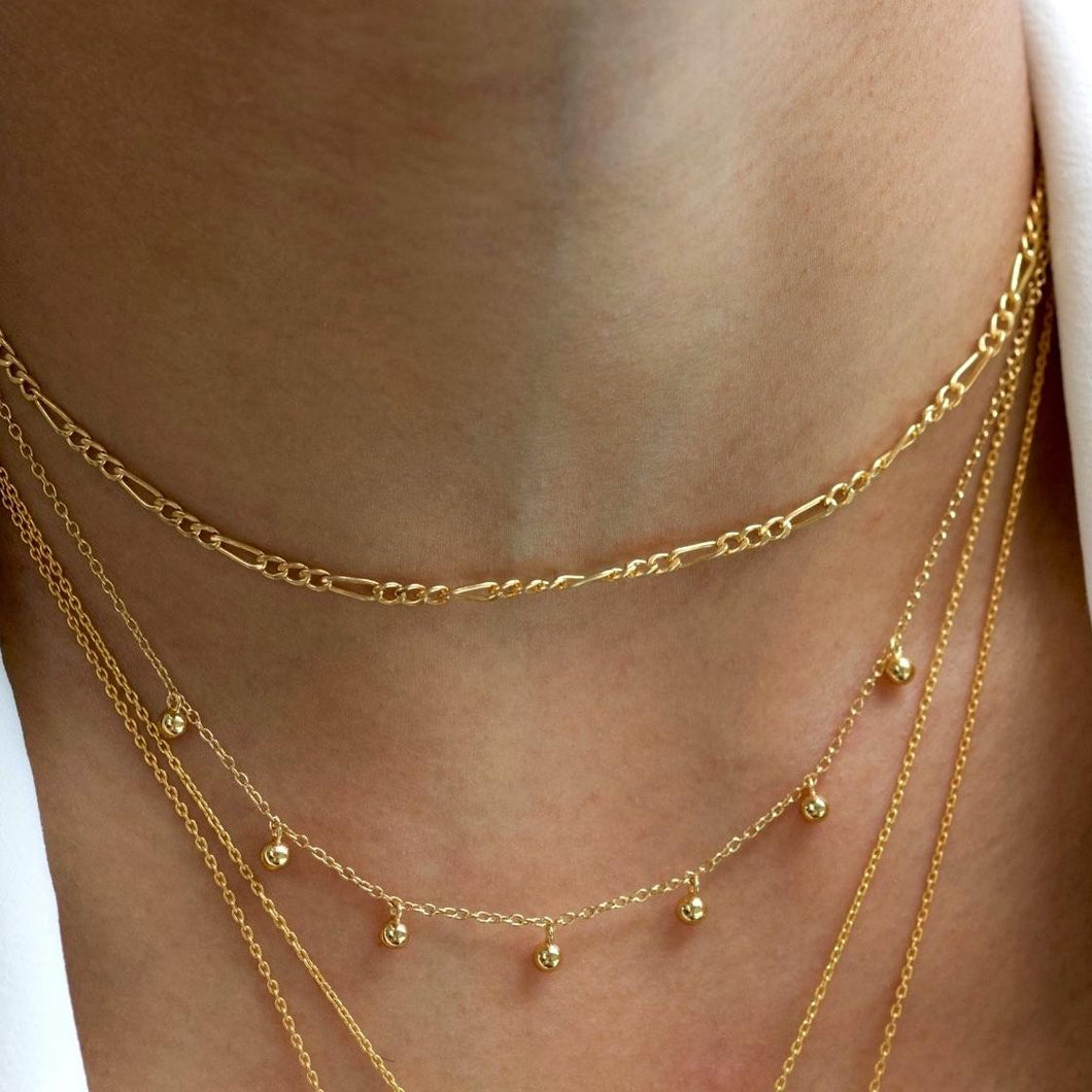 18k Dainty Figaro Chain Choker - Étoiles Jewelry