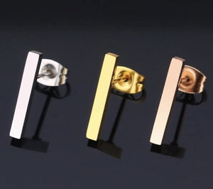 Sterling Silver Geometric Bar Earrings - Étoiles Jewelry