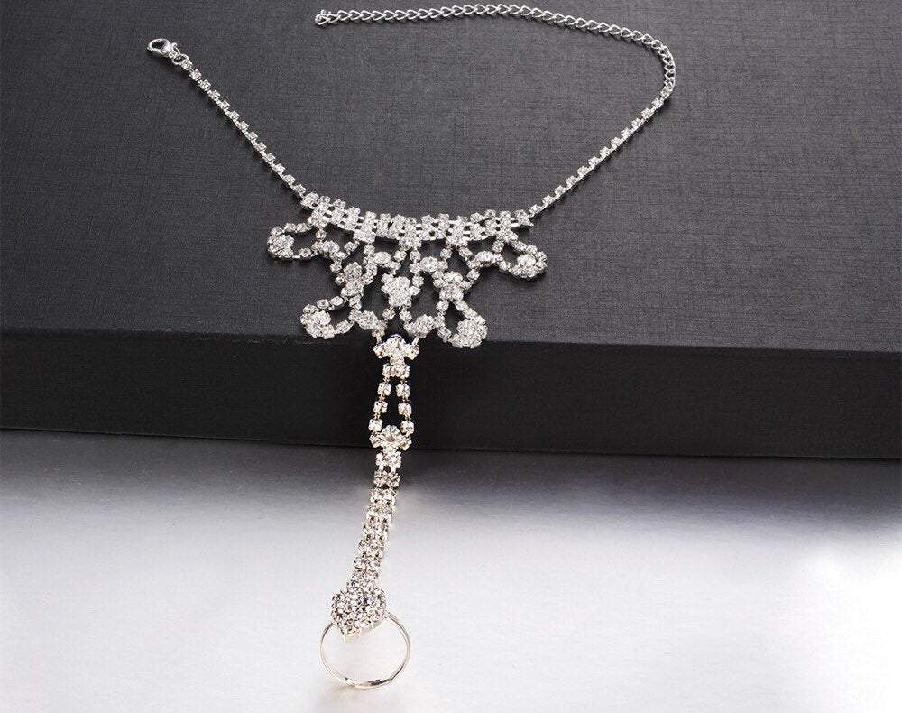 Silver Crystal Adjustable Anklet - Étoiles Jewelry