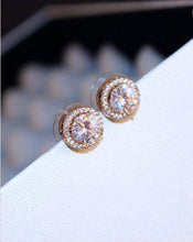 Load image into Gallery viewer, Simplicity Halo Crystal Earrings - Étoiles Jewelry
