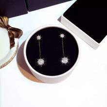 Load image into Gallery viewer, Solar-Burst Sterling Silver Crystal Drop Earrings - Étoiles Jewelry
