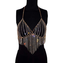 Load image into Gallery viewer, Gold Crystal Chain Bralette/Body Chain - Étoiles Jewelry
