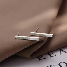 Load image into Gallery viewer, Sterling Silver Geometric Bar Earrings - Étoiles Jewelry
