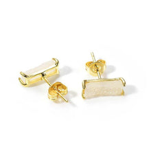 Load image into Gallery viewer, 18k Gold Druzy Raw Slice Stud Earrings - Étoiles Jewelry
