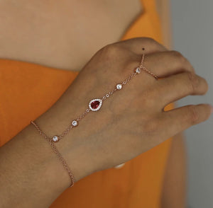 Rose Gold Sterling Silver Crystal Hand Chain/Bracelet - Étoiles Jewelry