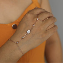 Load image into Gallery viewer, Rose Gold Sterling Silver Crystal Hand Chain/Bracelet - Étoiles Jewelry
