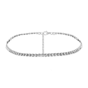 Single-Strand Silver Crystal Choker - Étoiles Jewelry