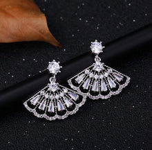 Load image into Gallery viewer, Flamencó Fan-Shaped Sterling Silver Drop Earrings - Étoiles Jewelry

