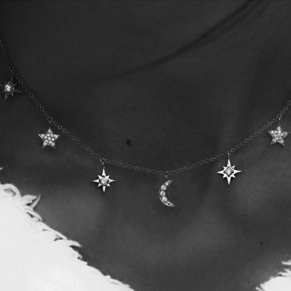 Midnight Charm Sterling Silver Necklace - Étoiles Jewelry
