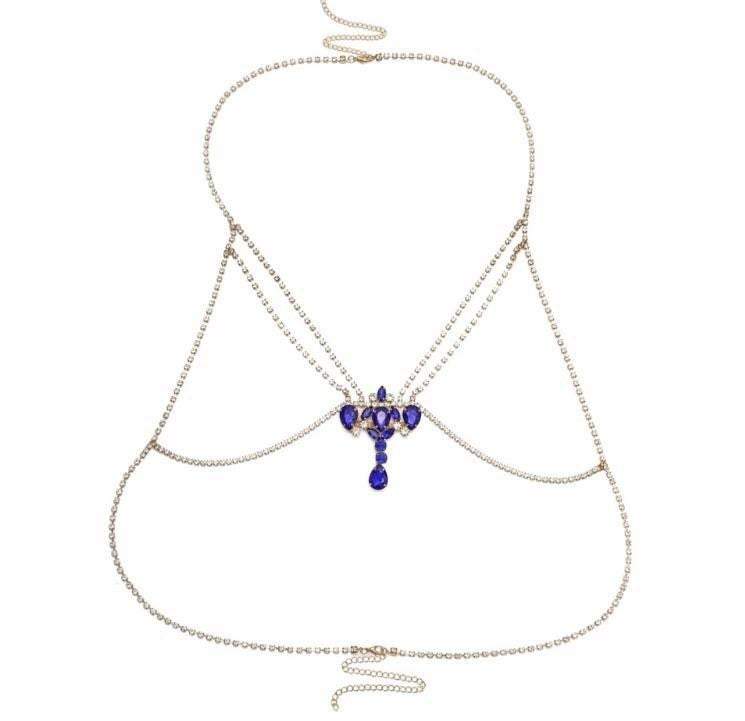 Crystal Cobalt Body Chain/Bralette - Étoiles Jewelry