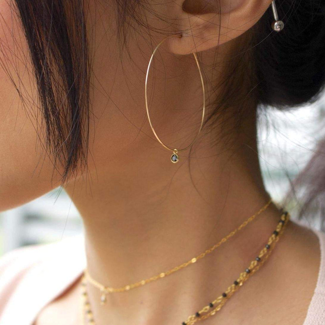 Onyx Big Hoop Earrings - Étoiles Jewelry