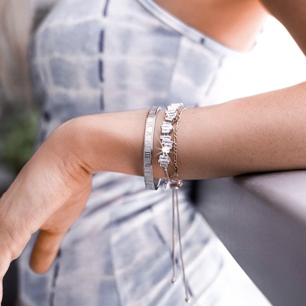 Baguette Sterling Silver Bracelet (Adjustable) - Étoiles Jewelry